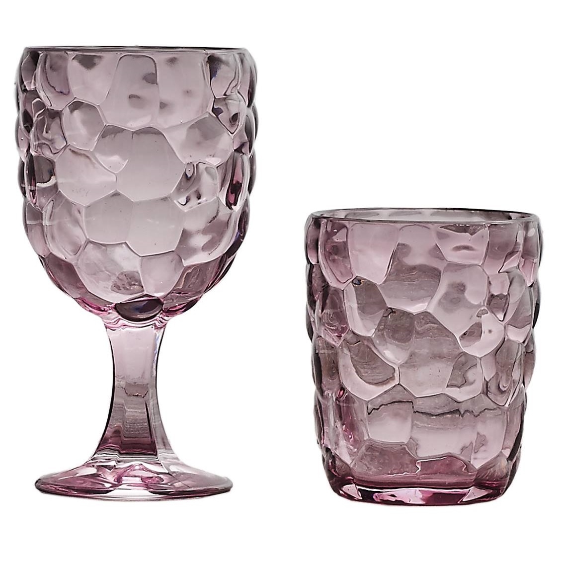 Henriette set 12 pz. Calici e Bicchiere Soho Vetro alto spessore a rilievo rosa 